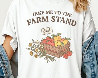Camiseta "Llévame al puesto de la granja", top estilo cottagecore para mercado agrícola, regalo para amantes de la vida en el campo.