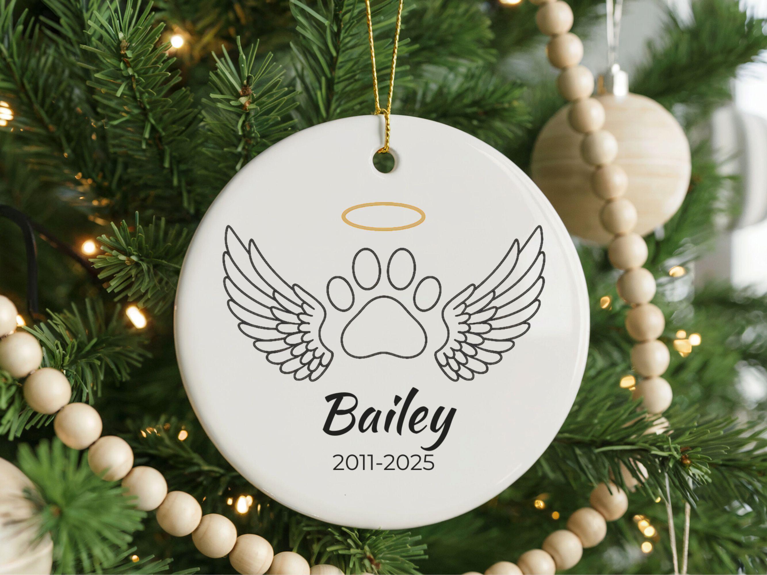 Personalized Pet Memorial Ornament Custom Dog Loss Keepsake Angel Wing ...