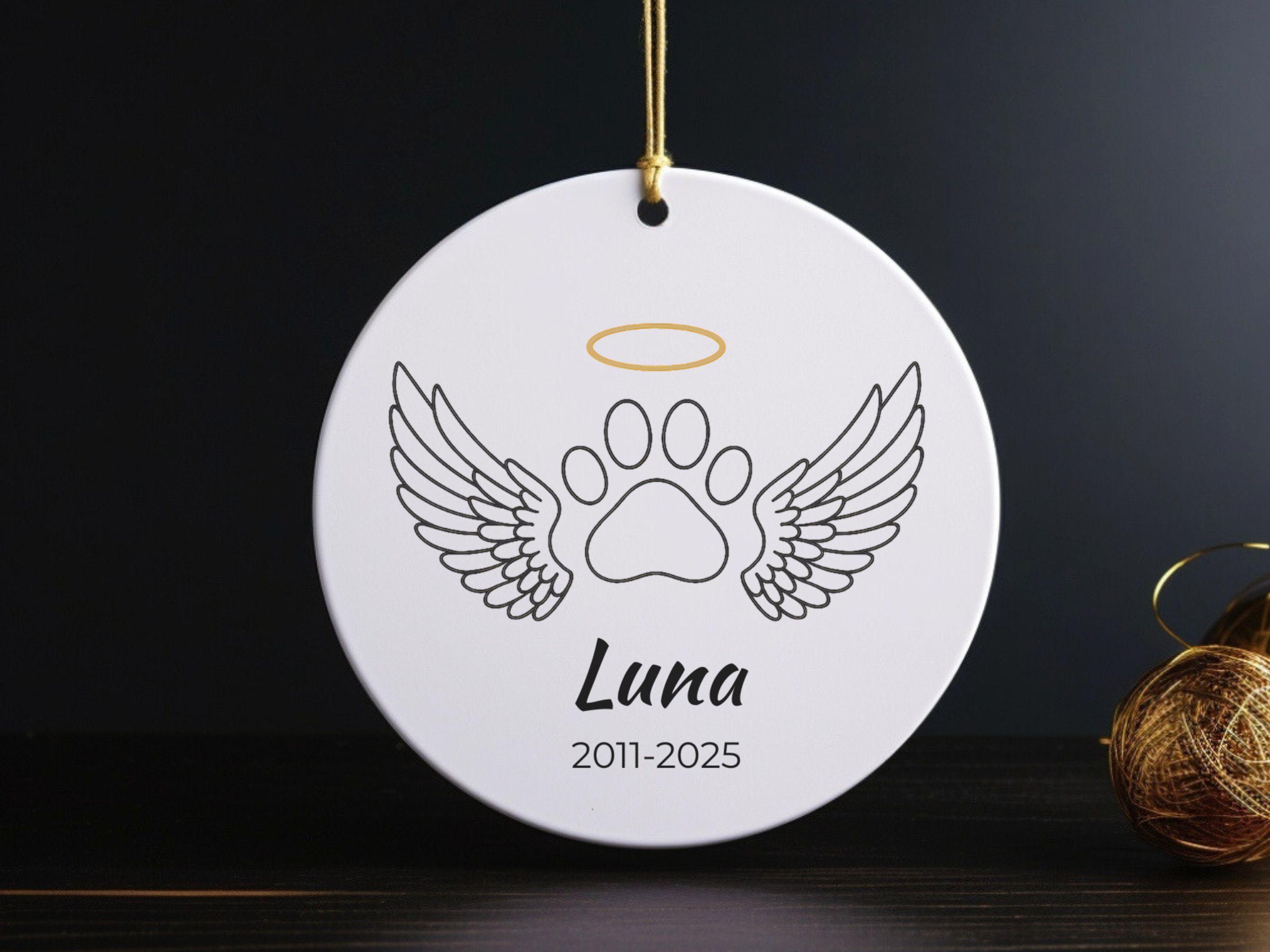 Personalized Pet Memorial Ornament Custom Dog Loss Keepsake Angel Wing ...