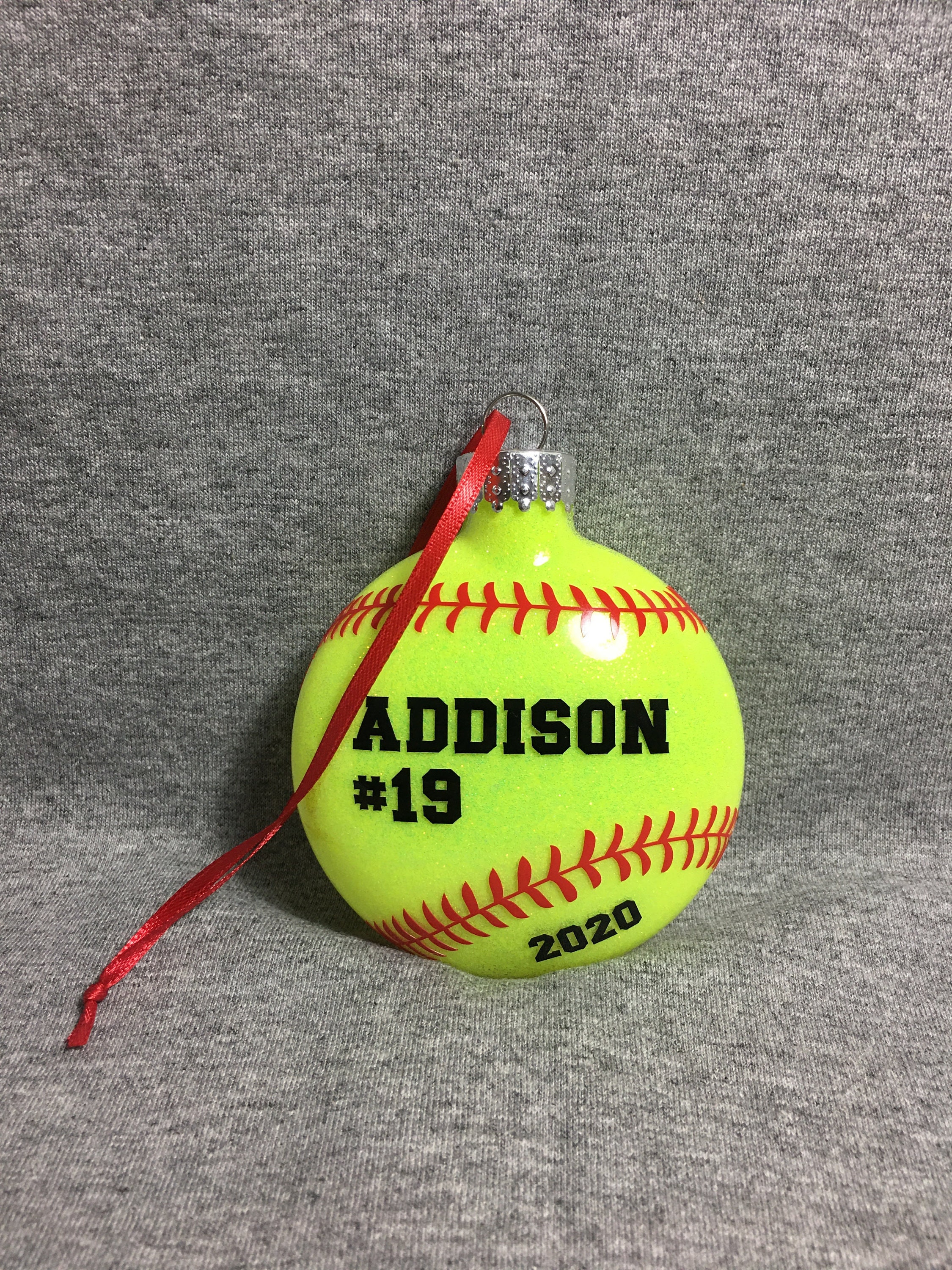 Personalized Softball Christmas Ornament,Gift for Softball Coach,Gift for Softball Team,Softball Ornament,Custom Softball Ornament,