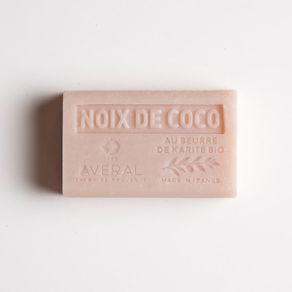 Coconut Oil French Bar Soap, Long Lasting, Creamy Tropical Scent, Made in Provence
