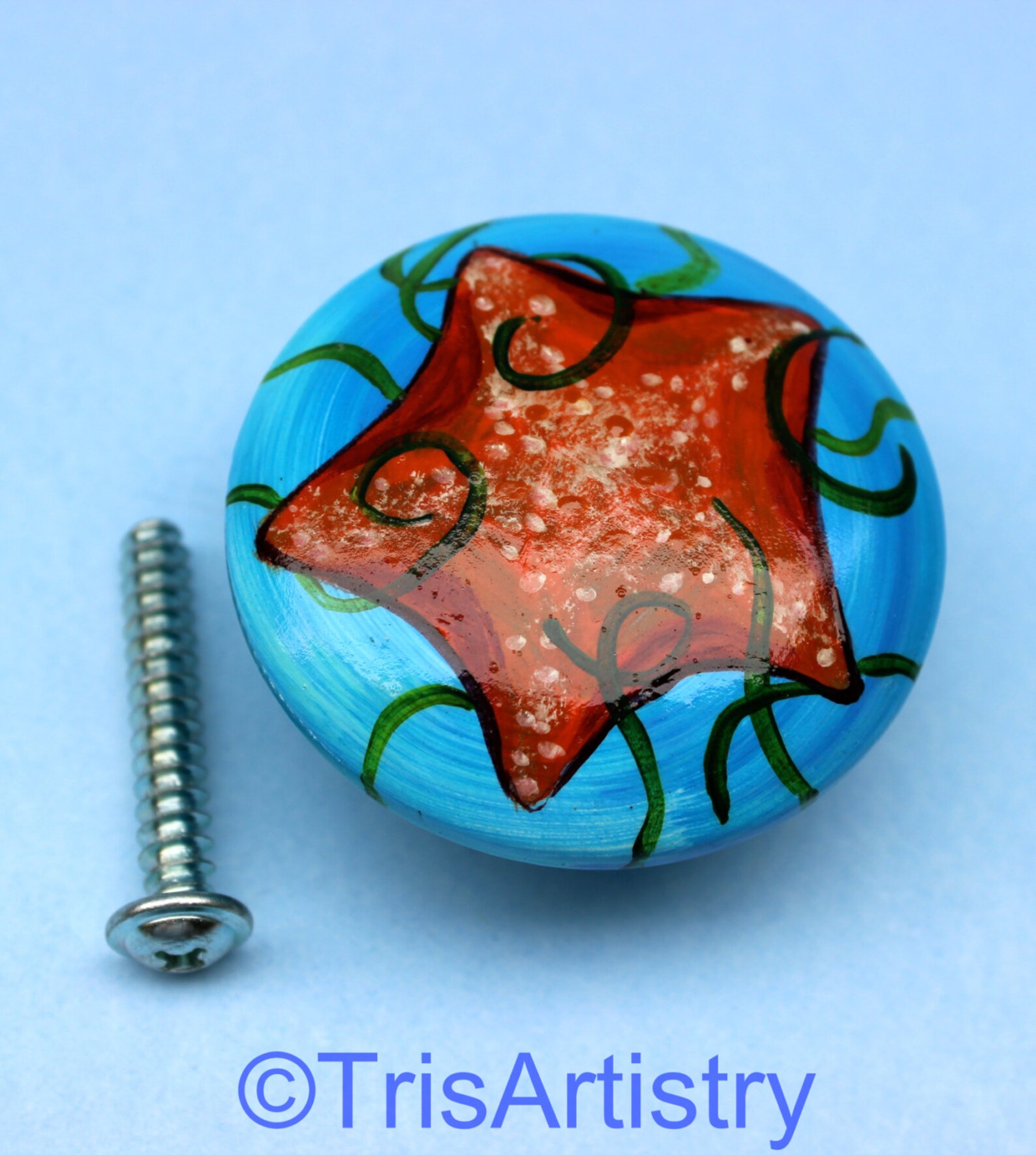 One Hand Painted Starfish Pull Door Etsy