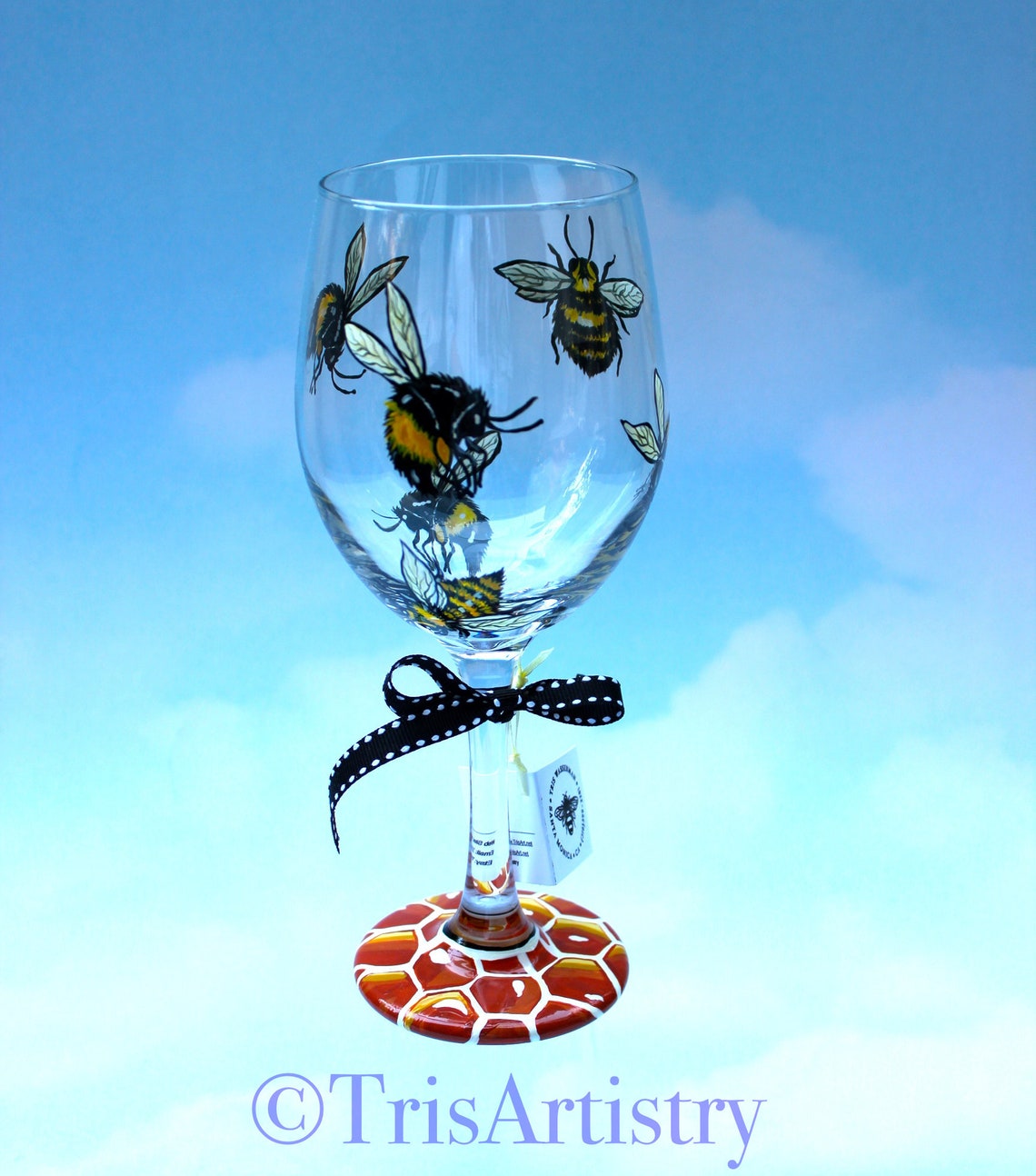 Hand Painted Bumble Bee Wine Glass Honey Bee Wine Glass Etsy