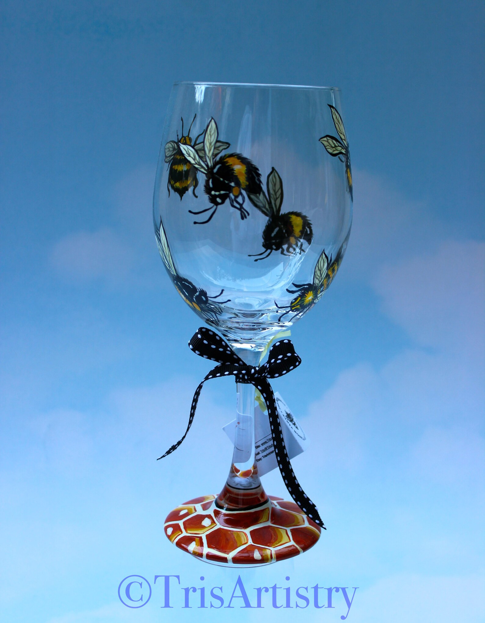 Hand Painted Bumble Bee Wine Glass Honey Bee Wine Glass Etsy