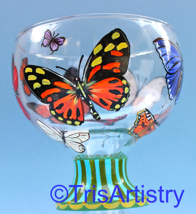 Hand Painted ~ Butterfly ~ Butterfly Center Piece ~ Pedestal ~ Bowl Vase ~ Hand Painted Butterfly Pedestal Bowl Vase ~