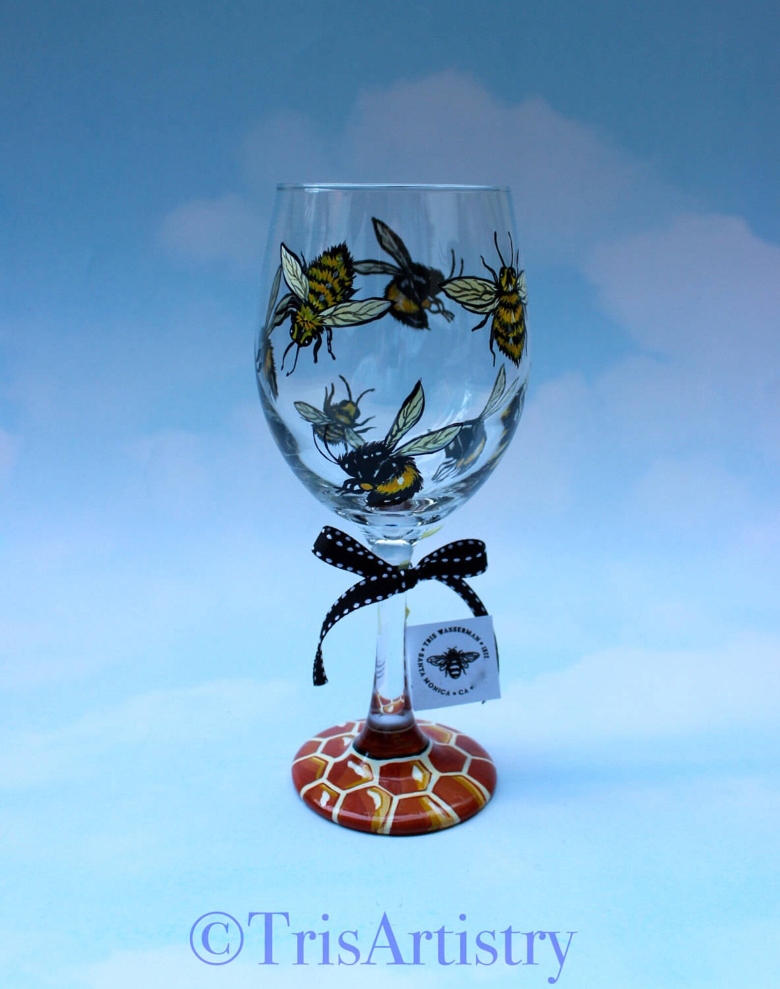 Hand Painted Bumble Bee Wine Glass Honey Bee Wine Glass Etsy