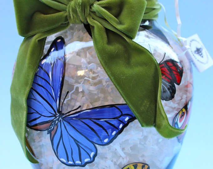 Large Hand Painted Butterflies Chrysalis Black & White Harlequin Vase Butterfly Centerpiece Etsy