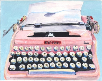 Pink Typewriter giclée print 8 1/4 x 10.5"