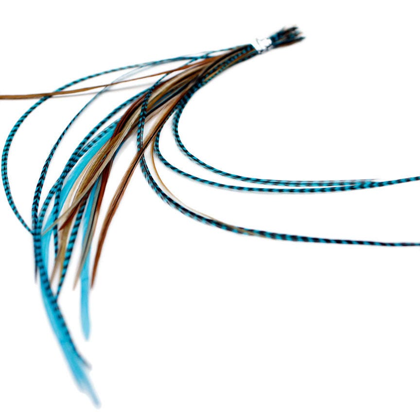 20 Real Feather Hair Extensions Bgrade Turquoise Naturals Etsy