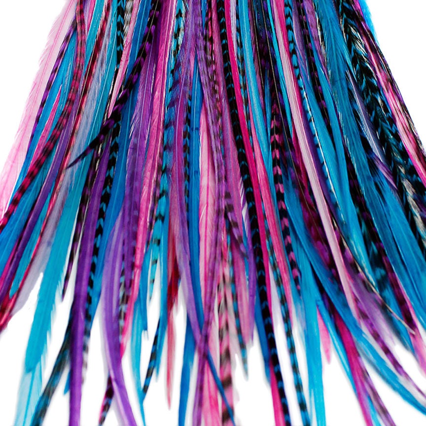 20 Real Feather Hair Extensions Bgrade Berry Mix Etsy