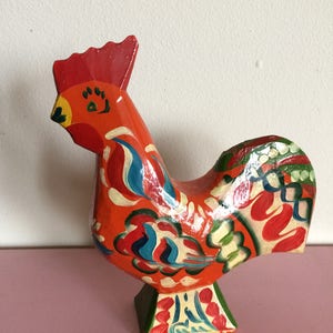 Large Red Carved Dala Rooster - Swedish Folk Art