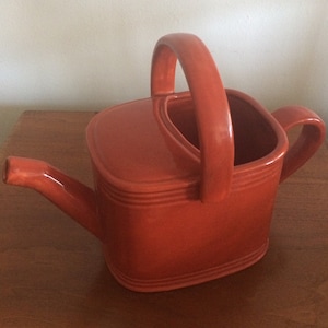 Vintage Burnt Orange Italy Pottery Watering Can