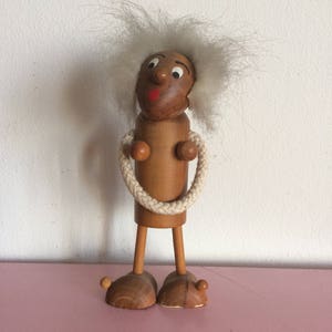 Vintage Mid Century Modern Wood and Rope Figurine