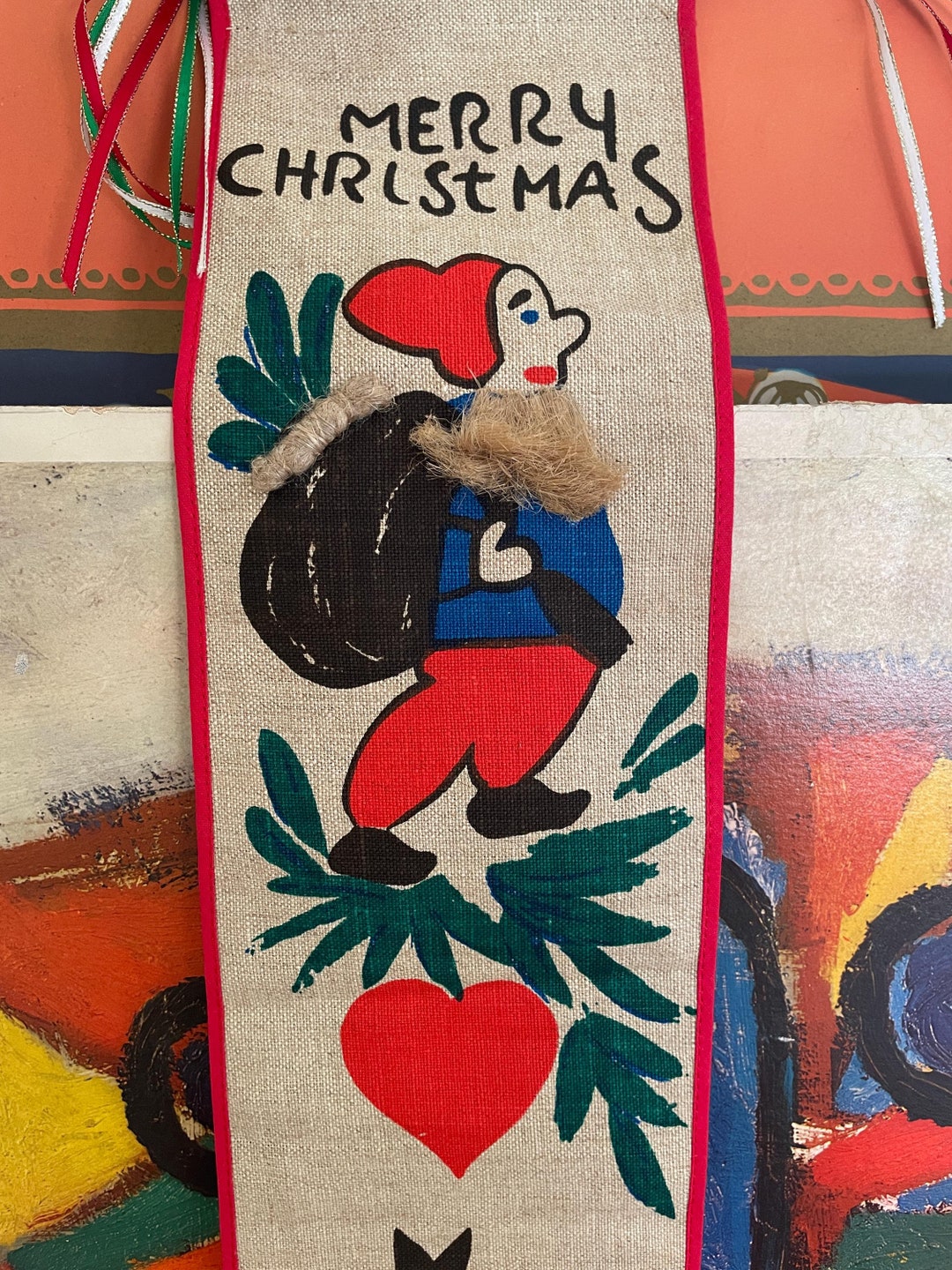 Vintage Colorful Christmas Wall Hanging - Etsy