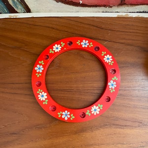 Vintage Floral Wood Christmas Wreath/Candle Holder