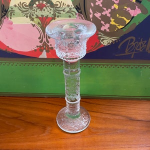 Large Sweden Kosta Boda Floral Glass Candleholder