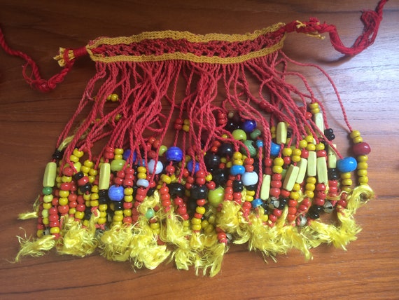 Vintage Colorful African Necklace with Red and Ye… - image 2