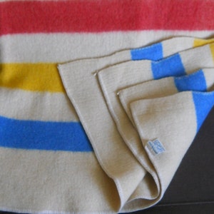 Montgomery Ward Blanket with Red, Yellow and Blue Stripes