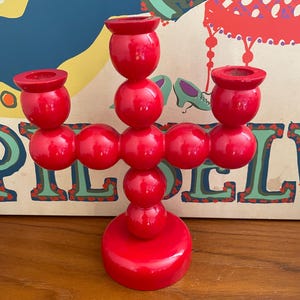 Finland Red Wood Ball Candleholder