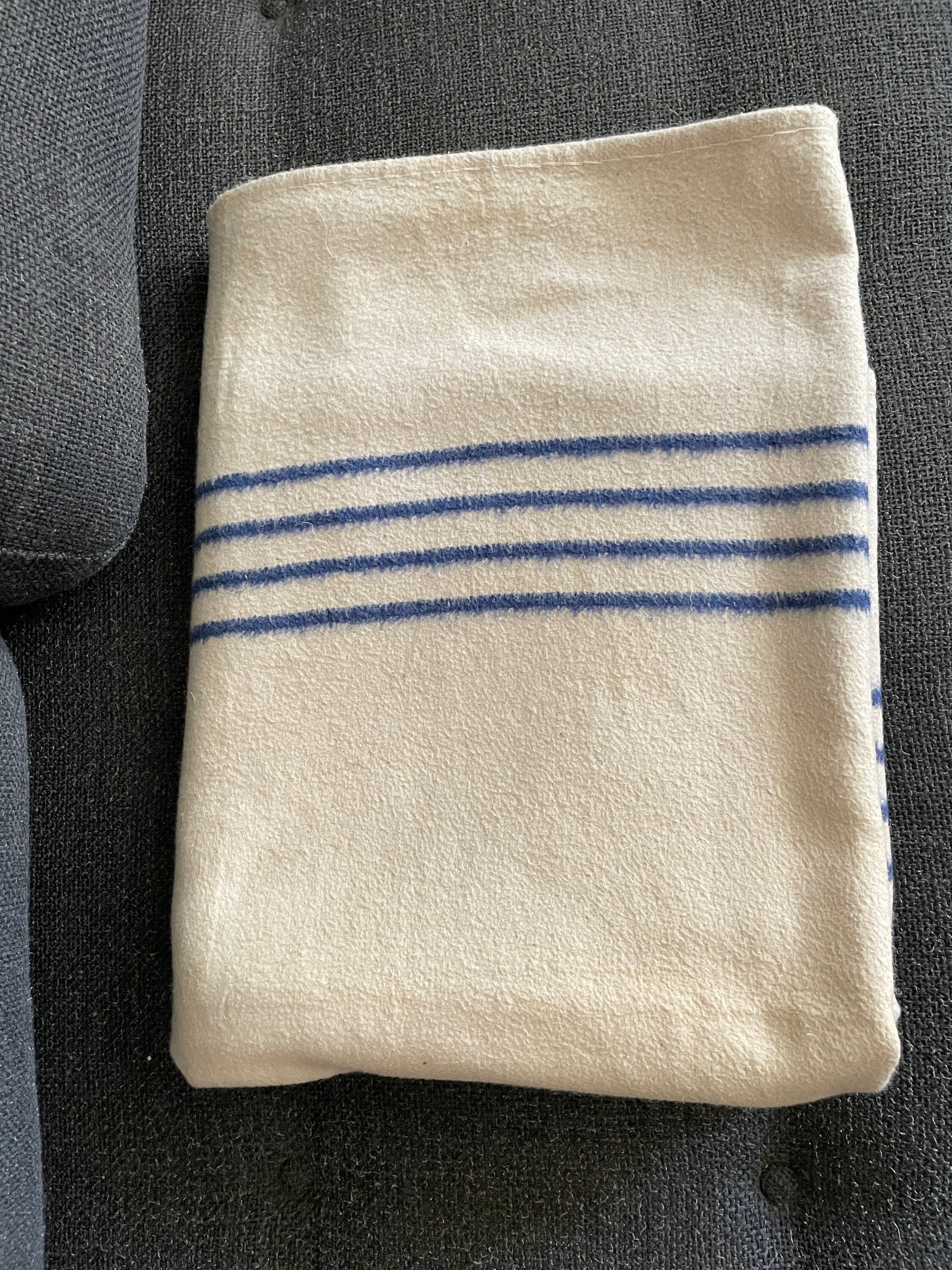 White wool blanket with stripes sale
