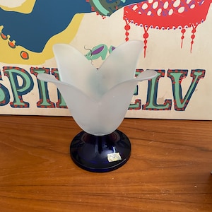 Vintage Studio Nova Frosted Tulip Glass Candleholder