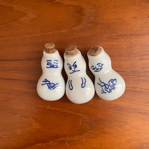 Trio of Ceramic Figural Bottles/Soy Sauce Containers