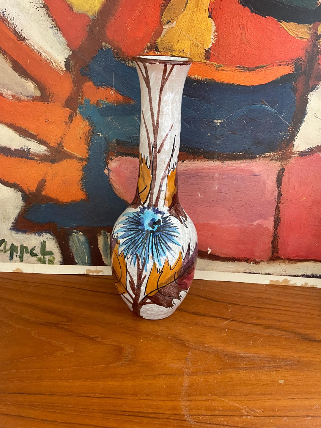 Vintage Italy Mid Century Modern Floral Vase - Etsy