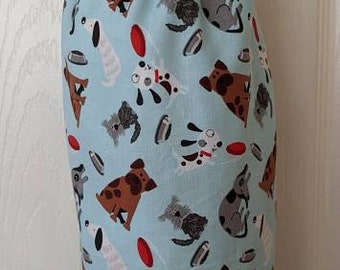Made USA Dachshund Dogs on Navy Cotton Fabric Plastic Grocery Bags Holder