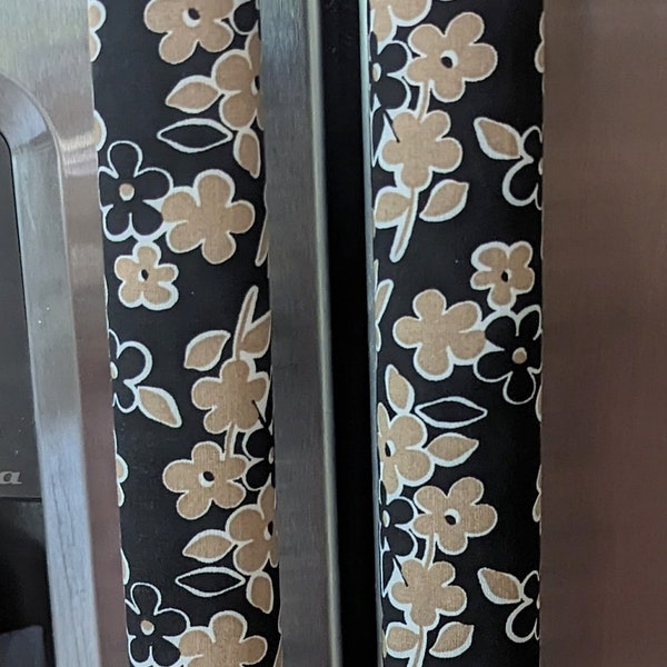 Refrigerator door handle covers (set of 2)/length 15.5"/reversible/black and tan