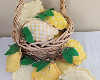Fabric Lemon Bowl Filler (Set of 3): Farmhouse Tiered Tray Decor