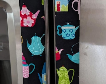 Refrigerator door handle covers (Set of 3)/length 15.5" long/reversible/teapot theme
