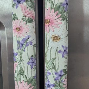 Refrigerator door handle covers (set of 2)/15.5&quot; long/kitchen décor/reversible/spring and summer flowers