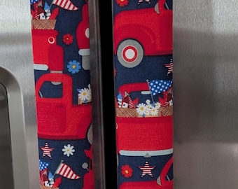 Reversible Patriotic Refrigerator/Appliance handle covers (set of 2)/15.5" long/kitchen décor/reversible