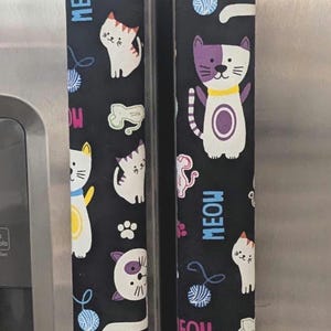 Refrigerator door handle covers (Set of 2)/length 15.5&quot; long/kitchen décor/cat theme