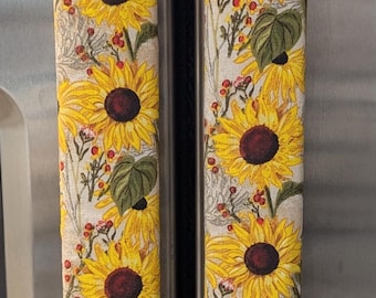 Sunflower Refrigerator door handle covers (Set of 2)/Sunflowers/reversible
