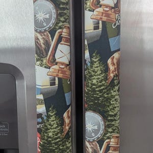 Refrigerator door handle covers (set of 2)/15.5&quot; long/kitchen decor/reversible/camping theme