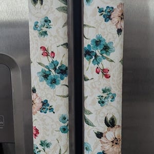 Refrigerator door handle covers (set of 2)/15.5&quot; long/kitchen décor/reversible/spring and summer flowers