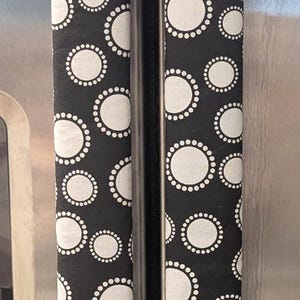 Three Refrigerator and one microwave door handle covers (set of 4)/kitchen decor/black and white