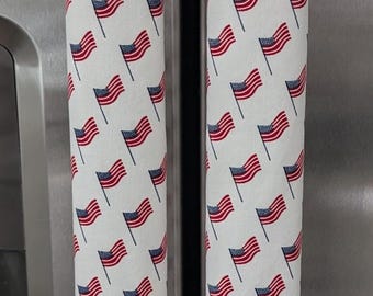 Patriotic Refrigerator door handle covers (set of 2)/length 15.5"/reversible/flags