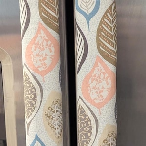 Refrigerator door handle covers (set of 2)/15.5&quot; long/kitchen décor/reversible/gray/leaf theme