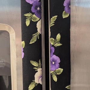 Two Refrigerator door handle covers (set of 2)/length 15.5&quot;/reversible/black and purple