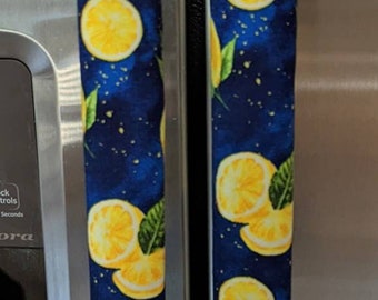 Refrigerator door handle covers (set of 3)/reversible/lemon theme/length 15.5" long