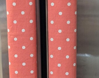Refrigerator door handle covers (set of 2)/15.5" long/kitchen decor/reversible/coral and white