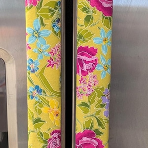Refrigerator door handle covers (set of 2)/15.5&quot; long/kitchen décor/reversible/spring and summer flowers