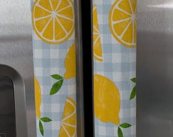 Two refrigerator door handle covers/lemon theme/reversible