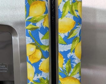 Refrigerator door handle covers (set of 3)/reversible/lemon theme/length 15.5" long