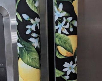 Refrigerator door handle covers (set of 3)/length 15.5"/lemon theme/reversible