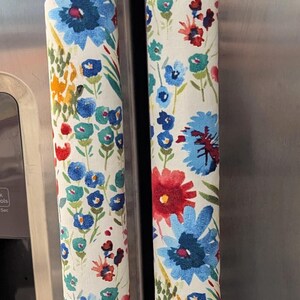 Refrigerator door handle covers (set of 2)/15.5&quot; long/kitchen décor/reversible/spring and summer flowers