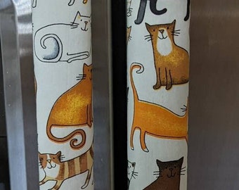 Refrigerator door handle covers (Set of 3)/length 15.5"/cat theme/reversible/kitchen decor