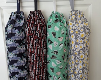 Cotton Fabric Grocery Bag Dispenser: Hanging Kitchen Storage